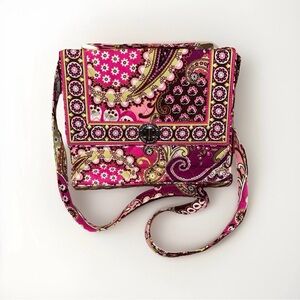 Vera Bradley Very Berry Paisley Top Handle Satchel Crossbody Strap Handbag